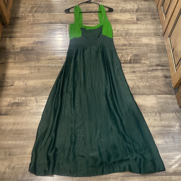Anthropologie Maeve The Jocelyn Sleeveless Slip Midi Dress Green Viscose Medium - Picture 3 of 7